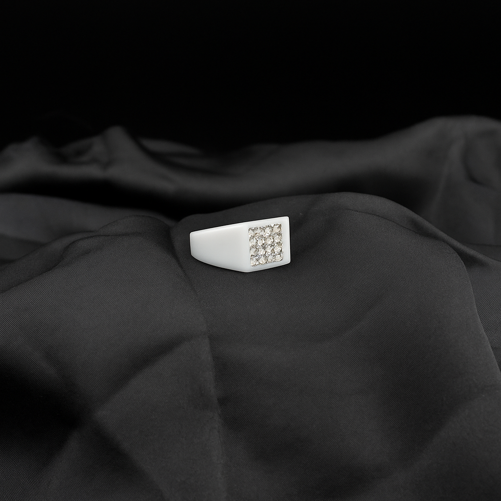 White Stone Iced Ring
