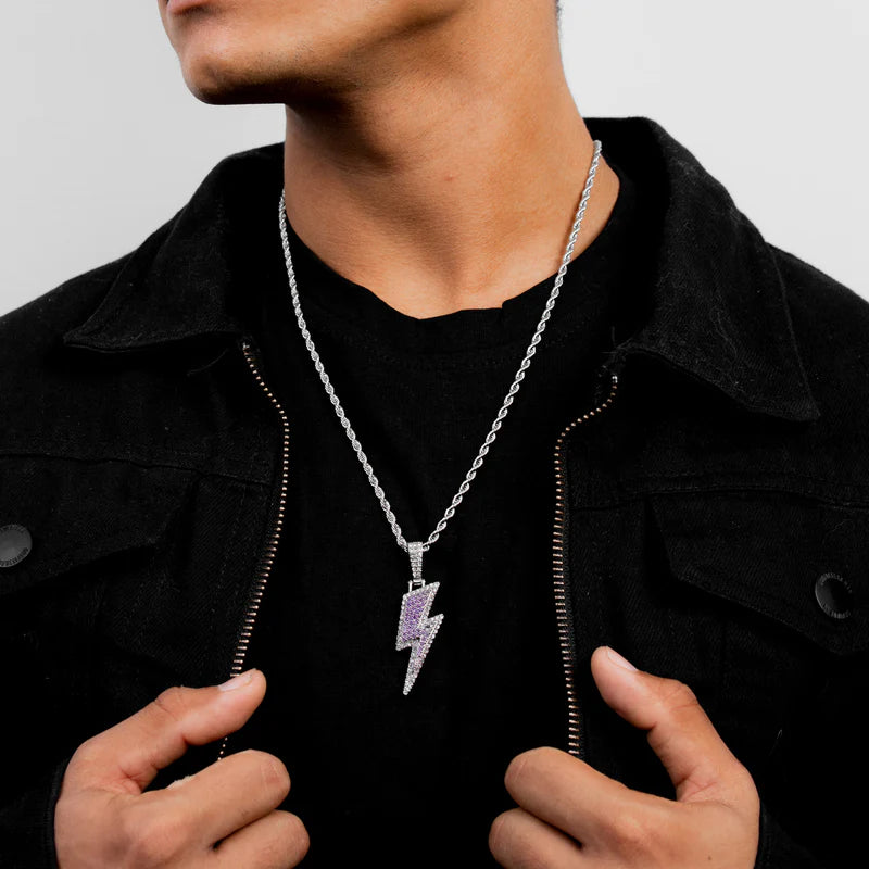 Iced out lightning pendant